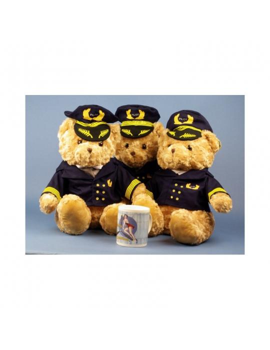 PELUCHE OURS PILOTE 40CM