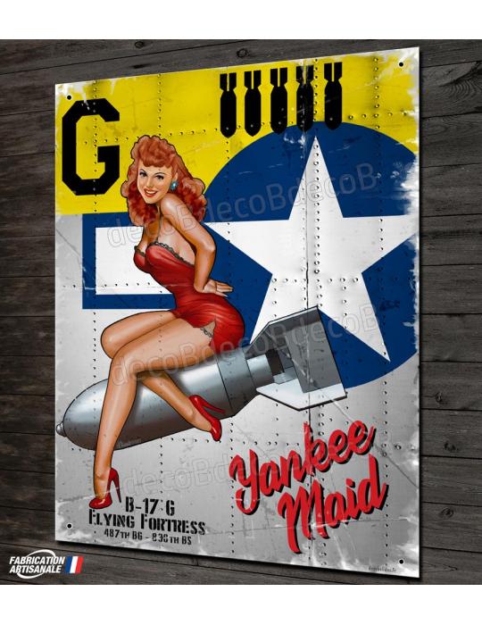 PLAQUE METAL PIN UP- B17 YANKEE MAID