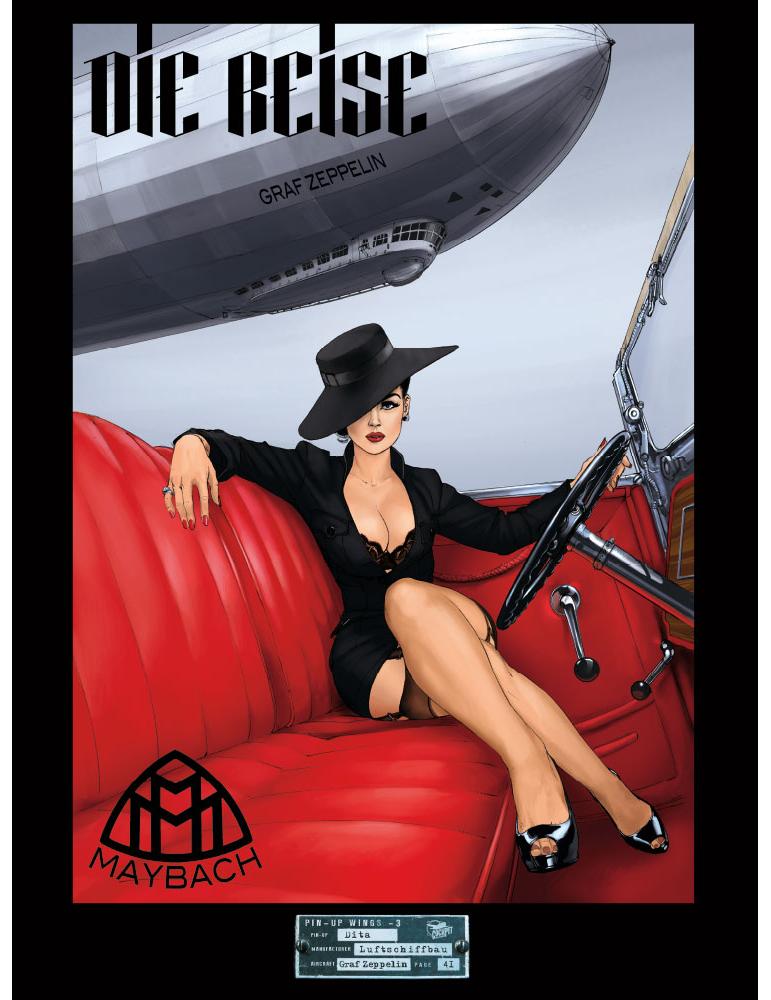 Poster Rétro Pin-up Wings - Reproduction - Thème Publicité Bière - Format Queen