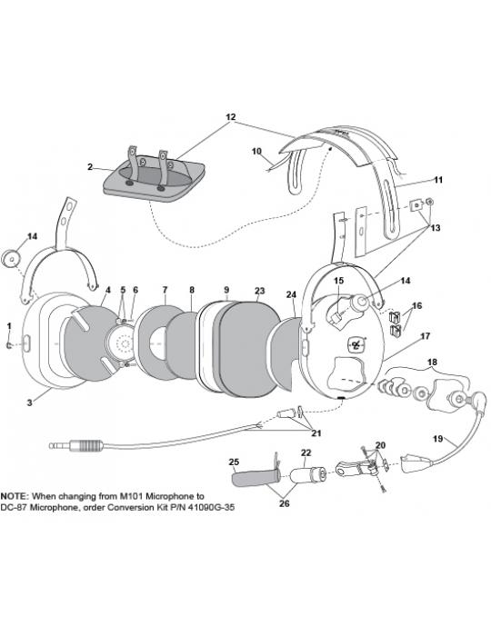 DOME DROIT POUR CASQUE DAVID CLARK