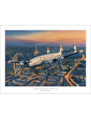 POSTER LOCKHEED CONSTELLATION AU DESSUS DE PARIS
