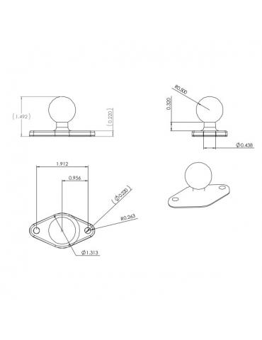 BASE LOSANGE BOULE B RAM MOUNTS