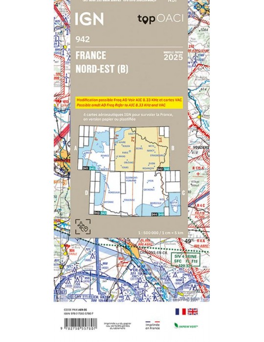 CARTE OACI NORD-EST PAPIER 942- édition 2025