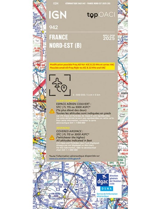 CARTE OACI NORD-EST PAPIER 942- édition 2025