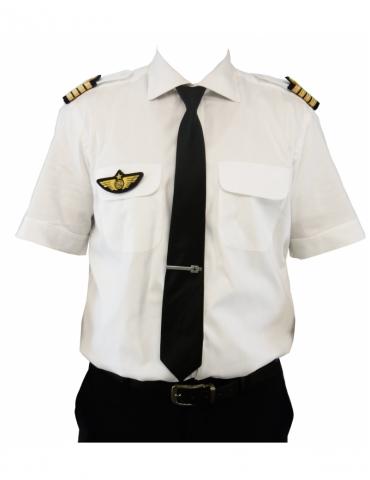 CHEMISE PILOTE CLASSIC REGULAR MC COL BLANC