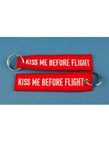 PORTE CLES FLAMME KISS ME BEFORE FLIGHT ROUGE