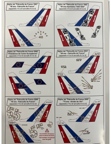 notice pose décalcomanies MAQUETTE METAL ALPHA JET PATROUILLE DE FRANCE