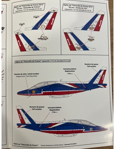 notice pose décalcomanies MAQUETTE METAL ALPHA JET PATROUILLE DE FRANCE