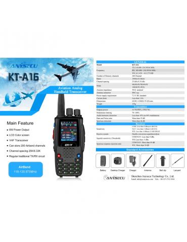 RADIO QYT KT-A16 EMETTEUR RECEPTEUR108-136 Mhz