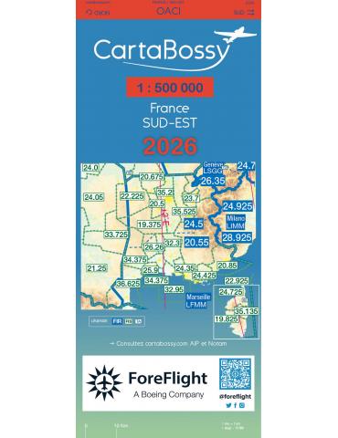 CARTE AERO CARTABOSSY SUD EST PLASTIFIEE 1/500.000 2026