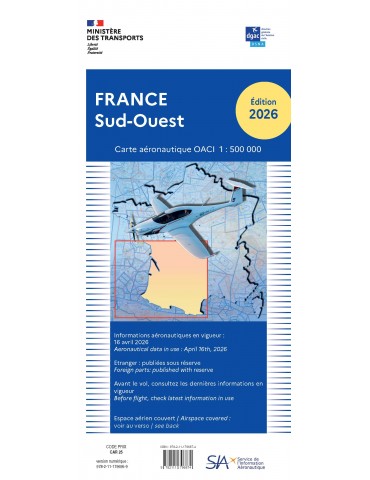 CARTE OACI SUD-OUEST PAPIER 943 - EDITION 2026