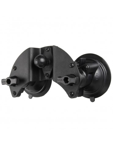 BASE DOUBLE VENTOUSE BOULE B  TWIST-LOCK  POUR SURFACES BOMBEES OU GALBEES