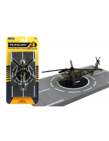 MAQUETTE METAL JOUET HELICOPTERE BLACK HAWK RUNWAY 24