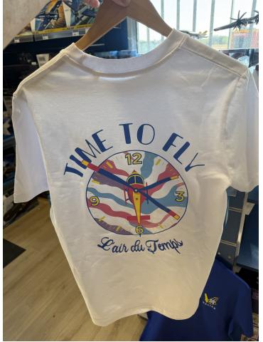 T SHIRT BLANC TIME TO FLY HELICO WEAR 
