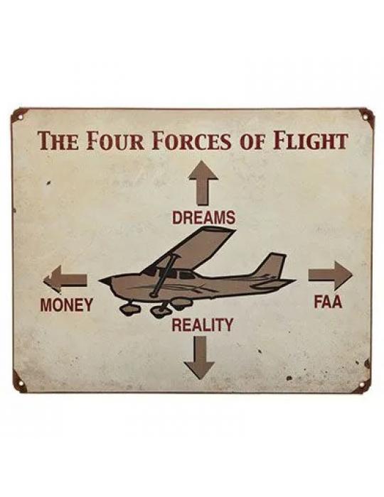 PLAQUE EMAILLEE THE FOUR FORCES OF FLIGHT